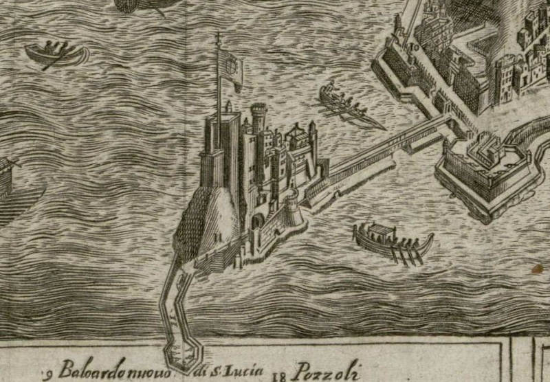 1 Planimetria di Napoli dettaglio Castel dell'Ovo - Journal du voyage en Italie di Antonio Bulifon 14 marzo 1704 - vesuvioweb 2014