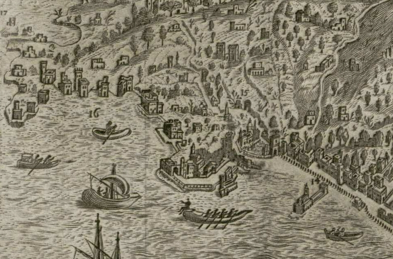 1 Planimetria di Napoli dettaglio Collina di Posillipo - San Leonardo d'Orio a Chiaia - Journal du voyage en Italie di Antonio Bulifon 14 marzo 1704 - vesuvioweb 2014