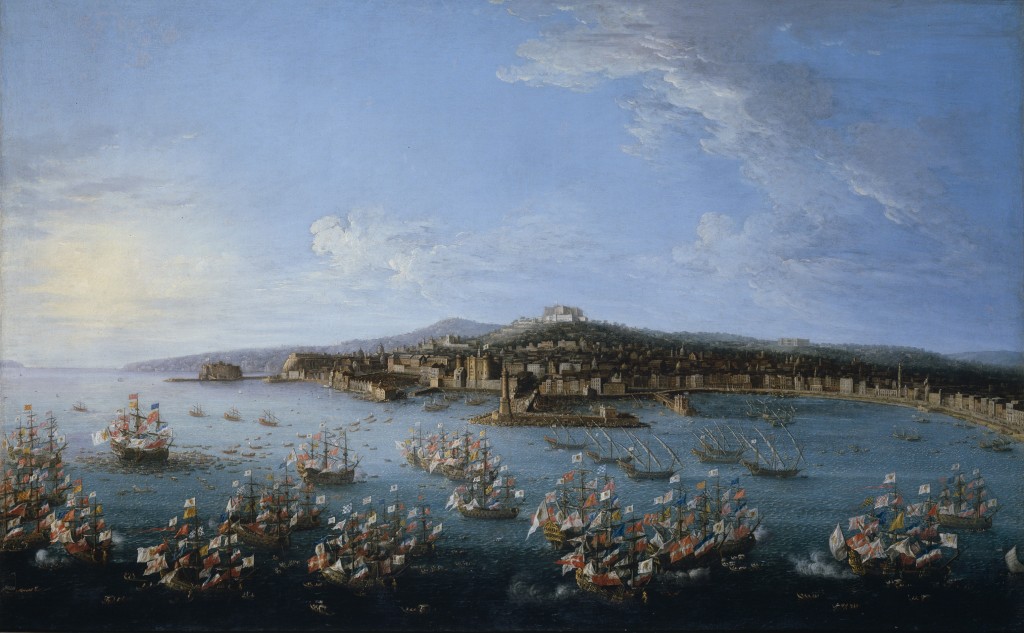 Napoli 1759 - Carlo III lascia il porto di Napoli - Prado - vista dal mare