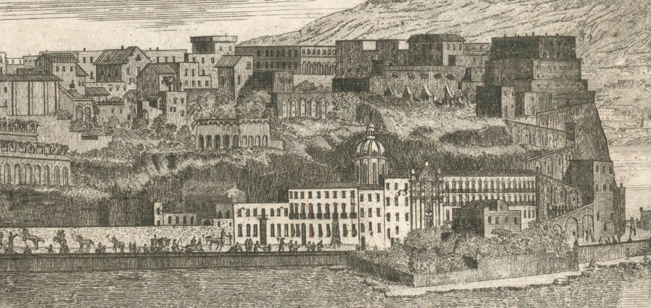 Napoli cartografia Ignazio Sclopis, 1764 - Monte Echia, Santa Lucia e fortificazioni a mare - 2