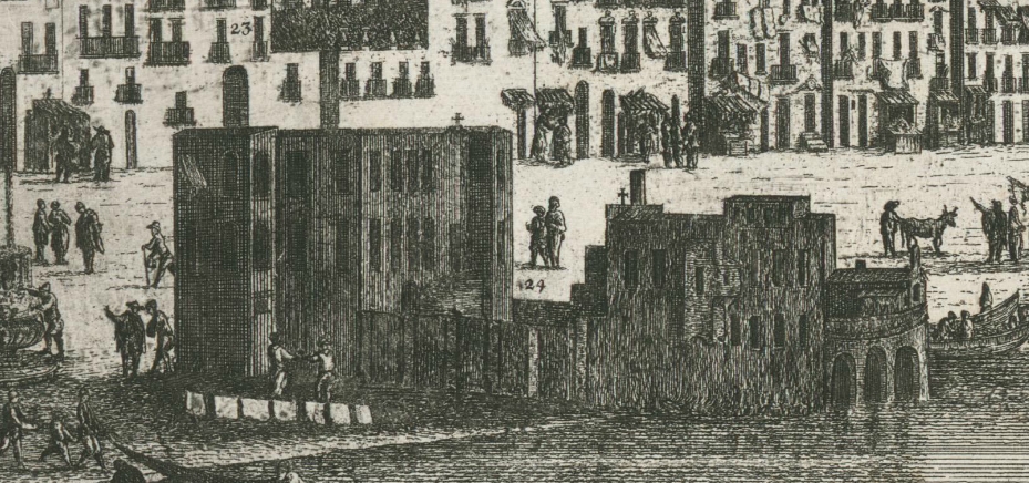 Napoli cartografia Ignazio Sclopis, 1764 - Spiaggia di Chiaia con complesso religioso di San Leonardo D'Orio - 4
