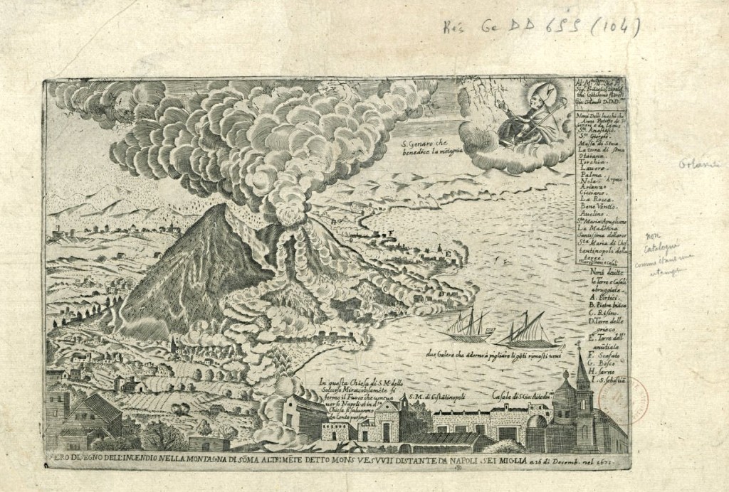 Vesuvio e eruzione del 1631 di Giovanni Orlandi - Da biblioteca Nazionale di Francia