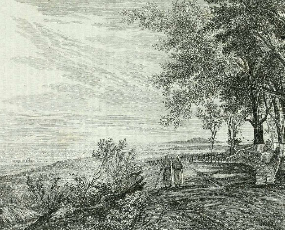 Napoli dalla Collina dei Camaldoli. Stampa del 1841. Archivio vesuvioweb