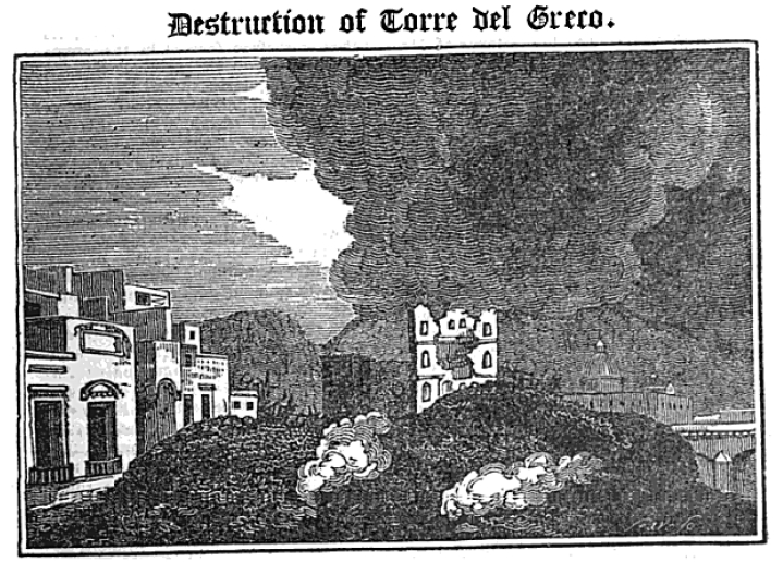 L'eruzione del Vesuvio del 1794. La città di Torre del Greco invasa dalla lava.